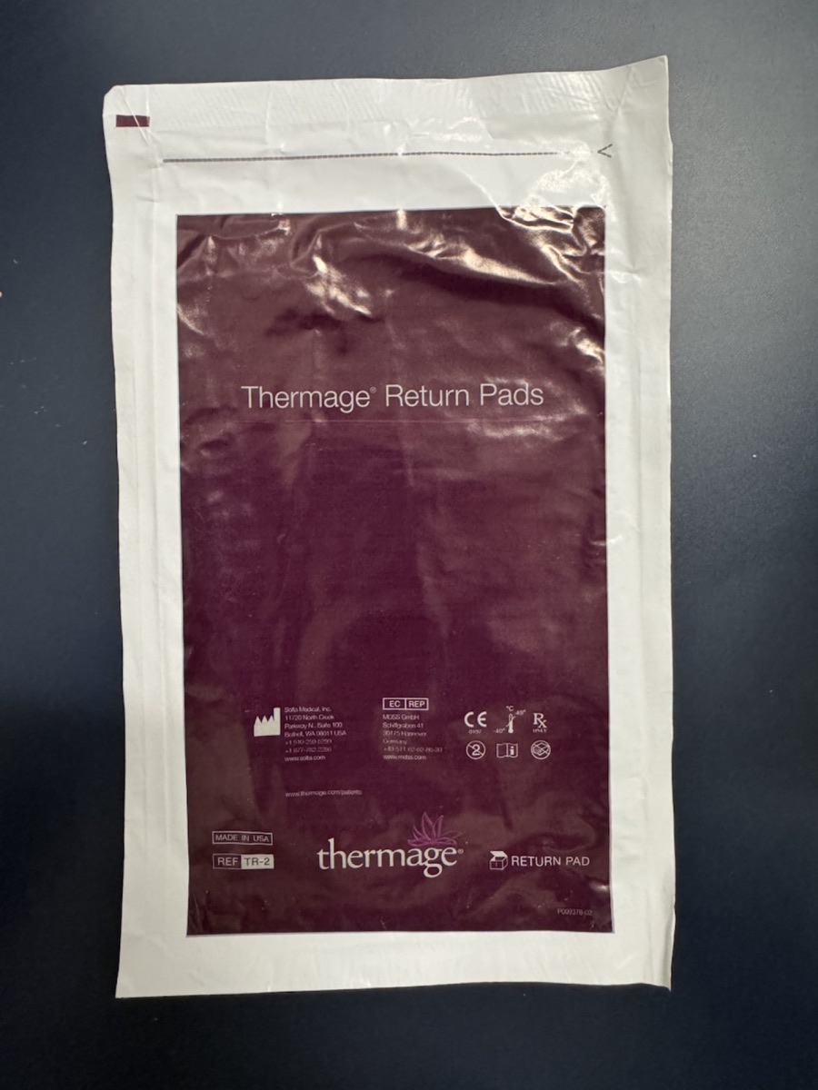 Individually packaged Thermage return pad for compatible systems